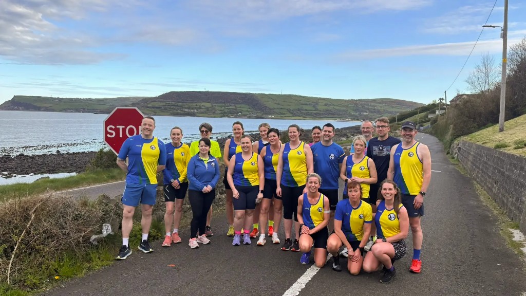 Glenlough Running Club members by the coast